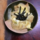 油揚げとねぎの卵とじ。